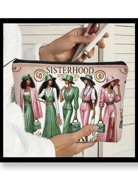 🆕 Sisterhood Pink & Green Fashion Cosmetic Pouch